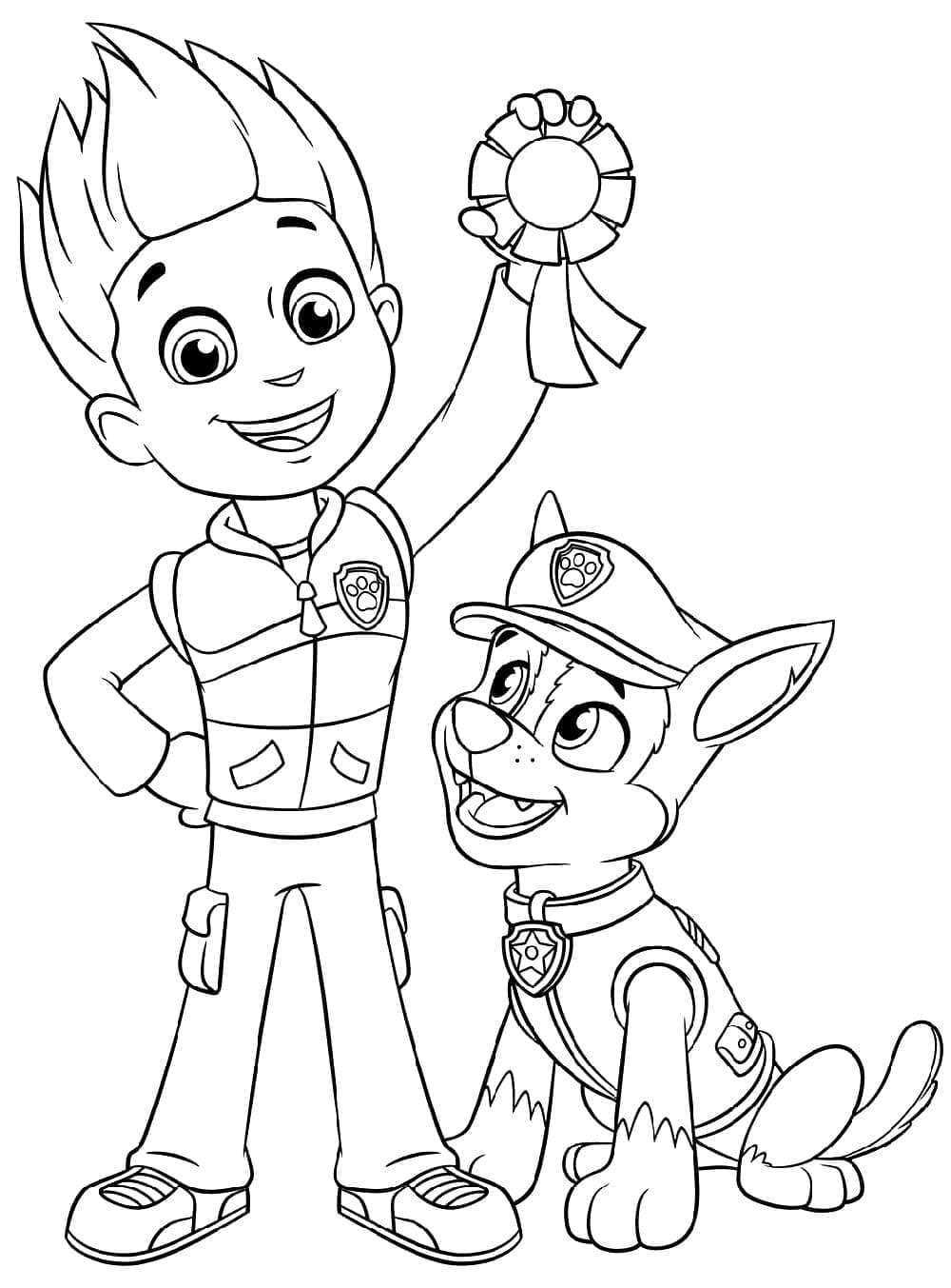Desenho de Ryder e Chase de Patrulhá Canina para Colorir e Pintar