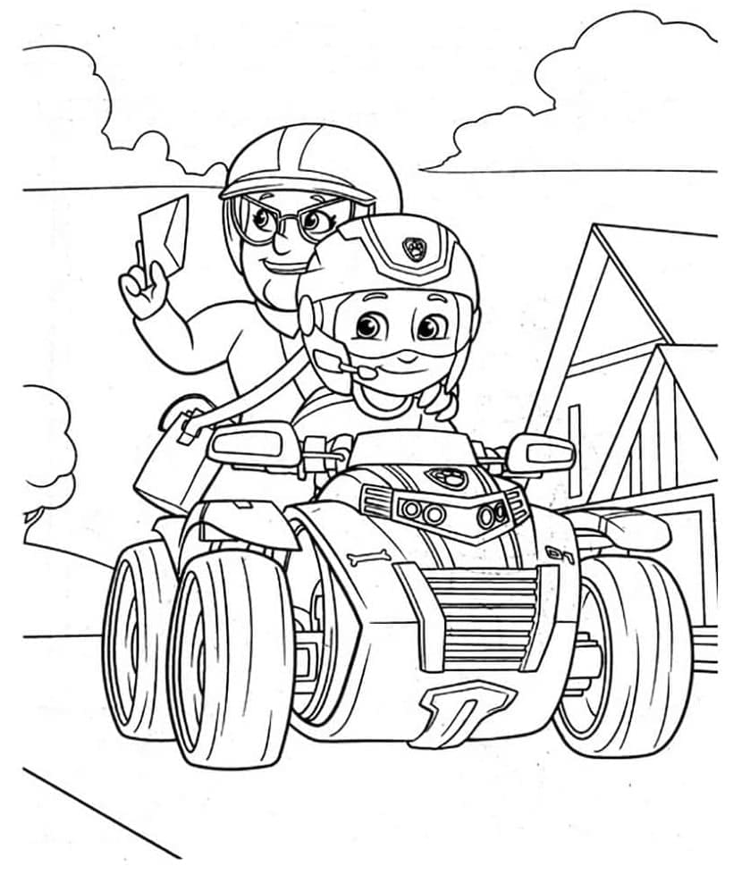 Desenho de Ryder e Senhorita Marjorie para Colorir e Pintar