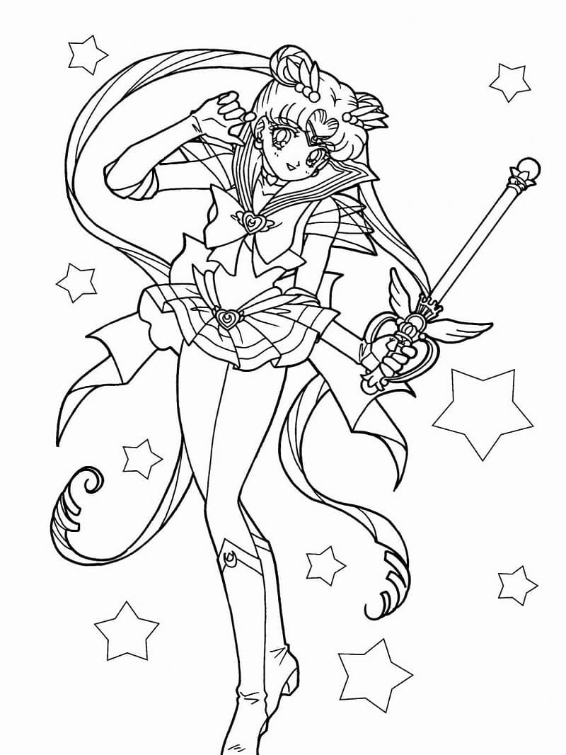 Desenho de Sailor Moon para Crianças para Colorir e Pintar