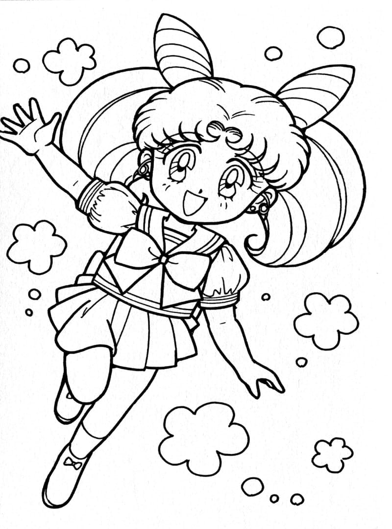 Desenho de Chibiusa para Pintar com Lápis de Cor
