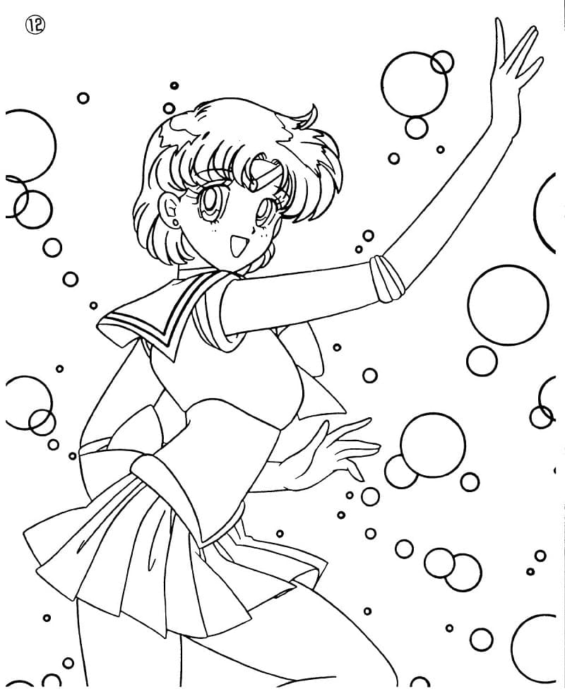 Desenho de Sailor Mercury para Colorir com Tinta Guache e Pintar