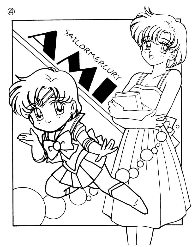 Desenho de Sailor Mercury para Colorir Pdf e Pintar