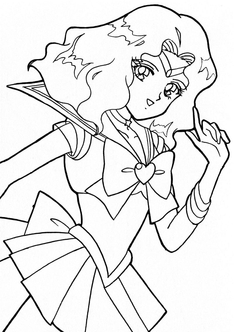 Desenho de Sailor Neptune para Colorir com Giz de Cera e Pintar