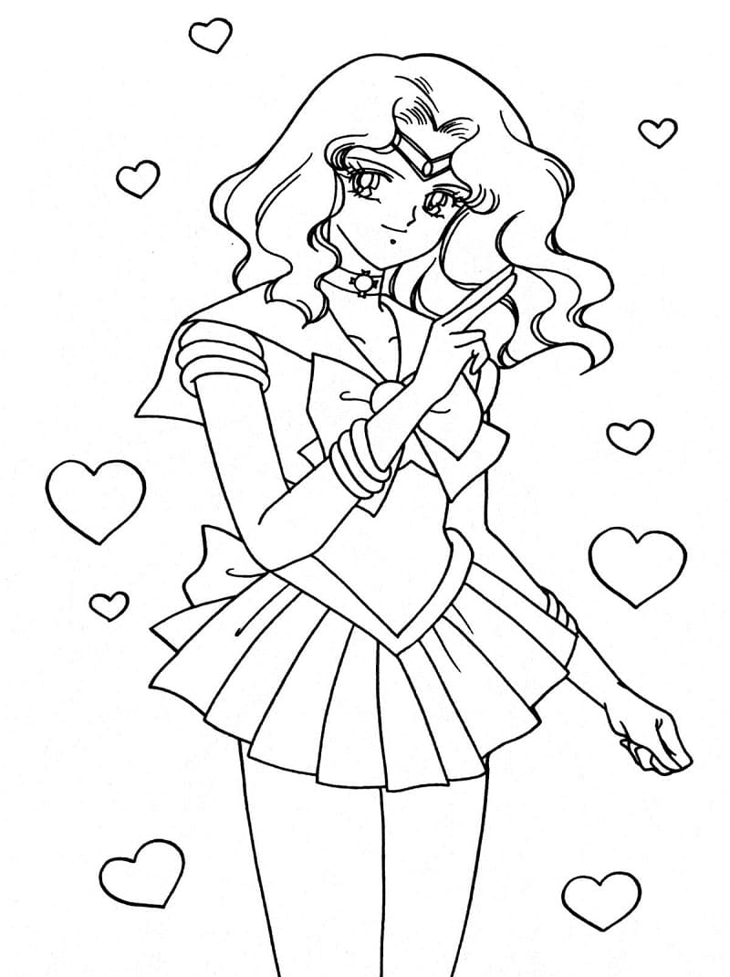 Desenho de Sailor Neptune para Colorir com Tinta Guache e Pintar