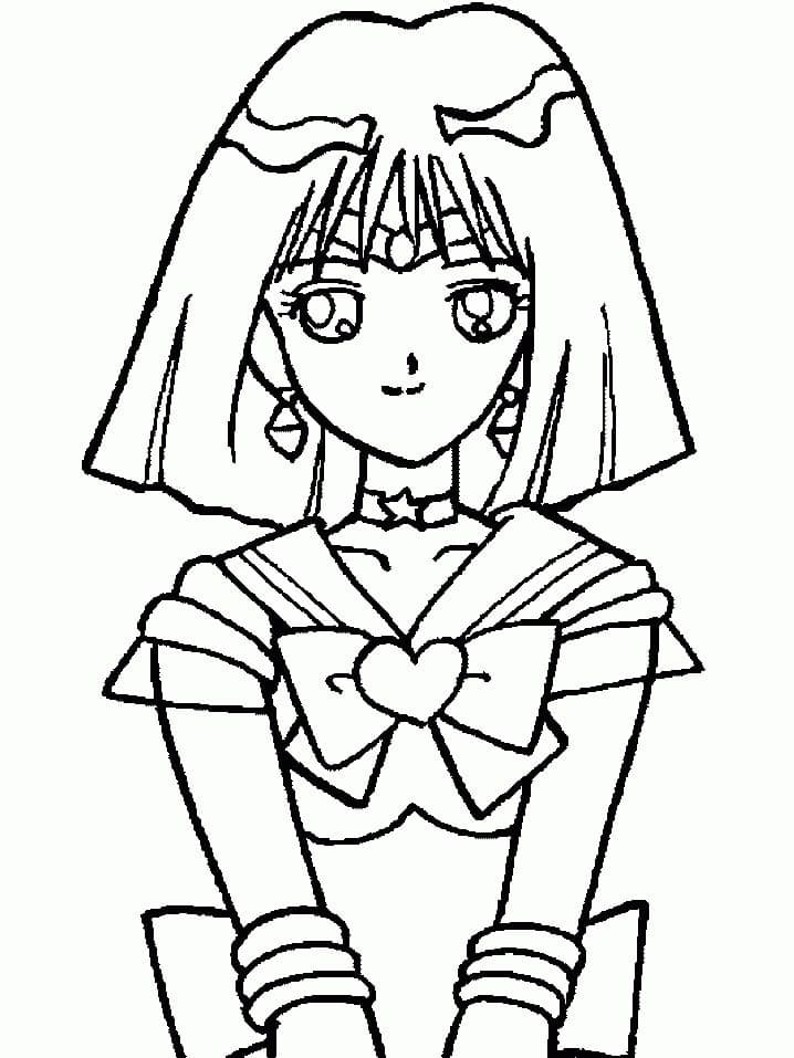 Desenho de Sailor Saturn para Colorir com Giz de Cera e Pintar