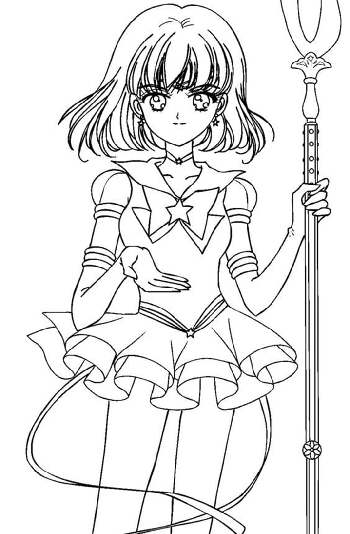 Desenho de Sailor Saturn para Imprimir Imprimivel e Pintar