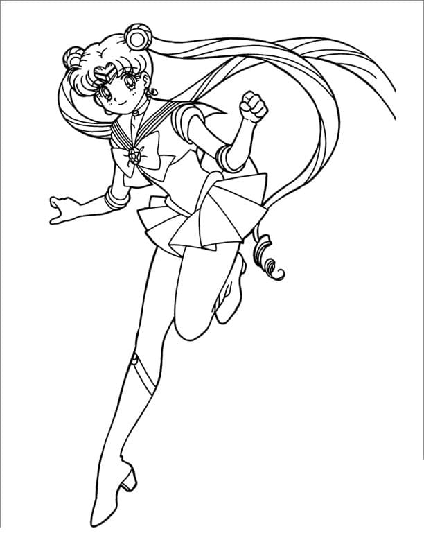 Desenho de Usagi Tsukino para Colorir com Giz de Cera e Pintar