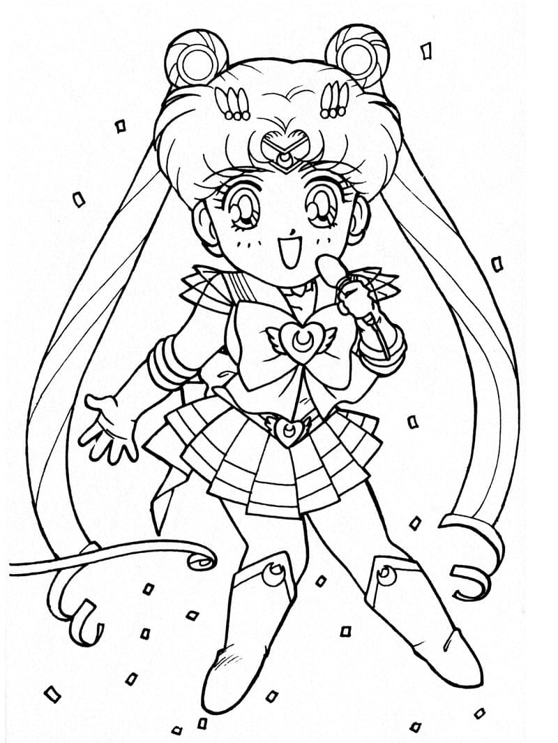 Desenho de Usagi Tsukino para Imprimir Imprimivel e Pintar
