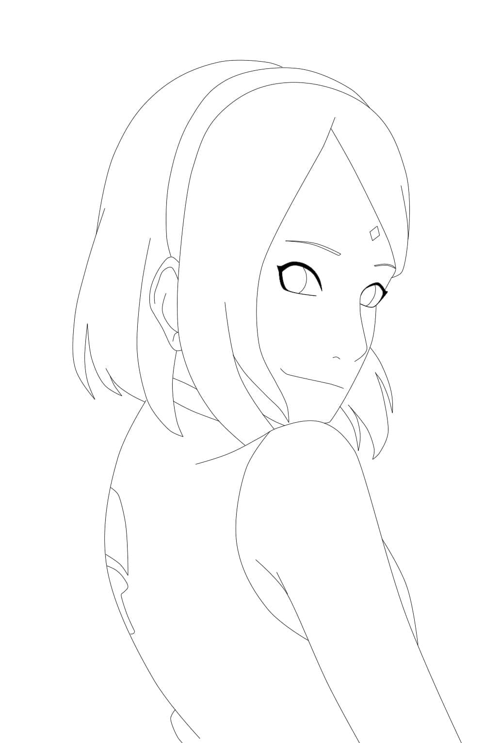 Desenhar Desenho de Sakura Haruno para Colorir Fácil e Pintar