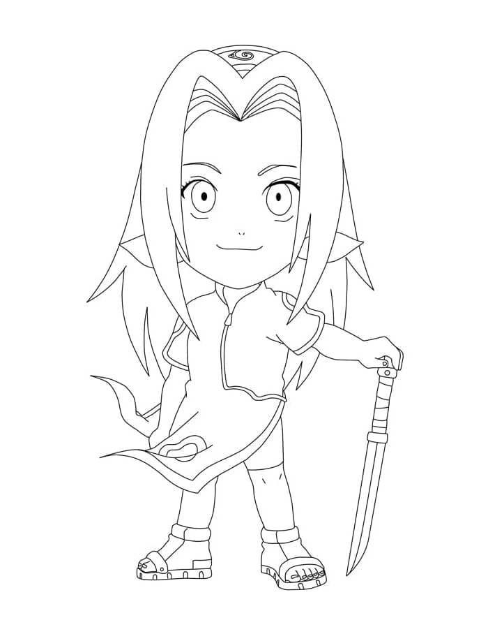 Desenho de Chibi Sakura Haruno para Colorir e Pintar