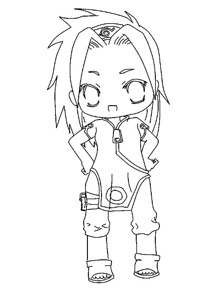 Desenho de Sakura Chibi de Naruto para Colorir e Pintar