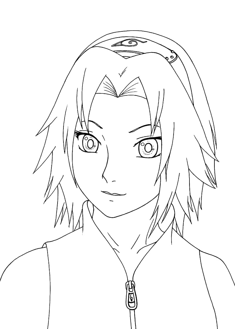 Desenho de Sakura de Anime Naruto para Colorir e Pintar