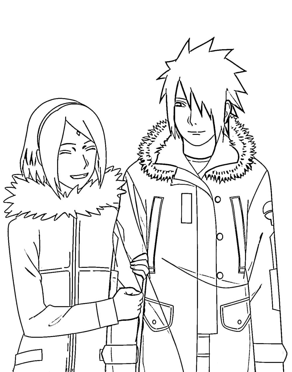 Desenho de Sakura e Sasuke de Naruto para Colorir e Pintar