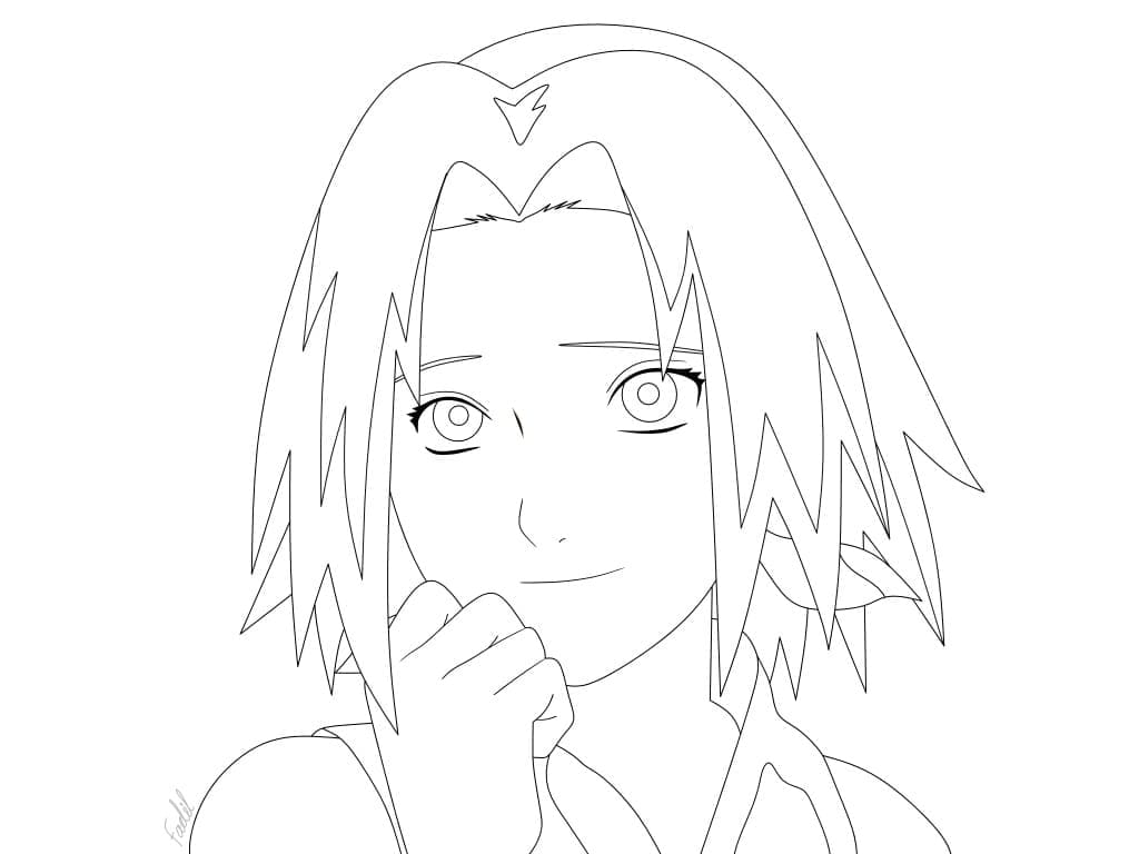 Desenho de Sakura Haruno Adorável para Colorir e Pintar