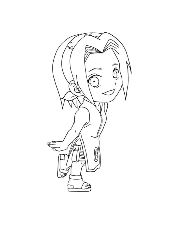 Desenho de Sakura Haruno Chibi para Colorir e Pintar