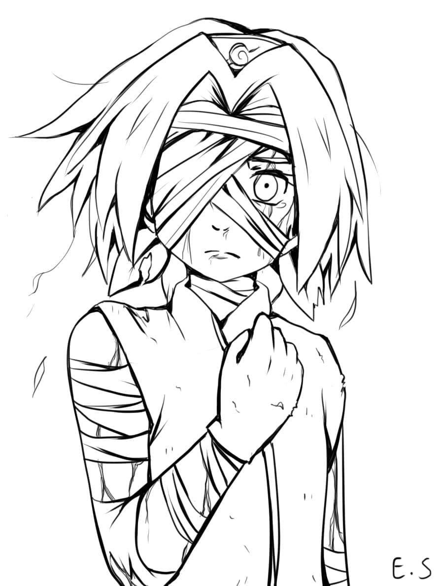 Desenho de Sakura Haruno Chorando para Colorir e Pintar