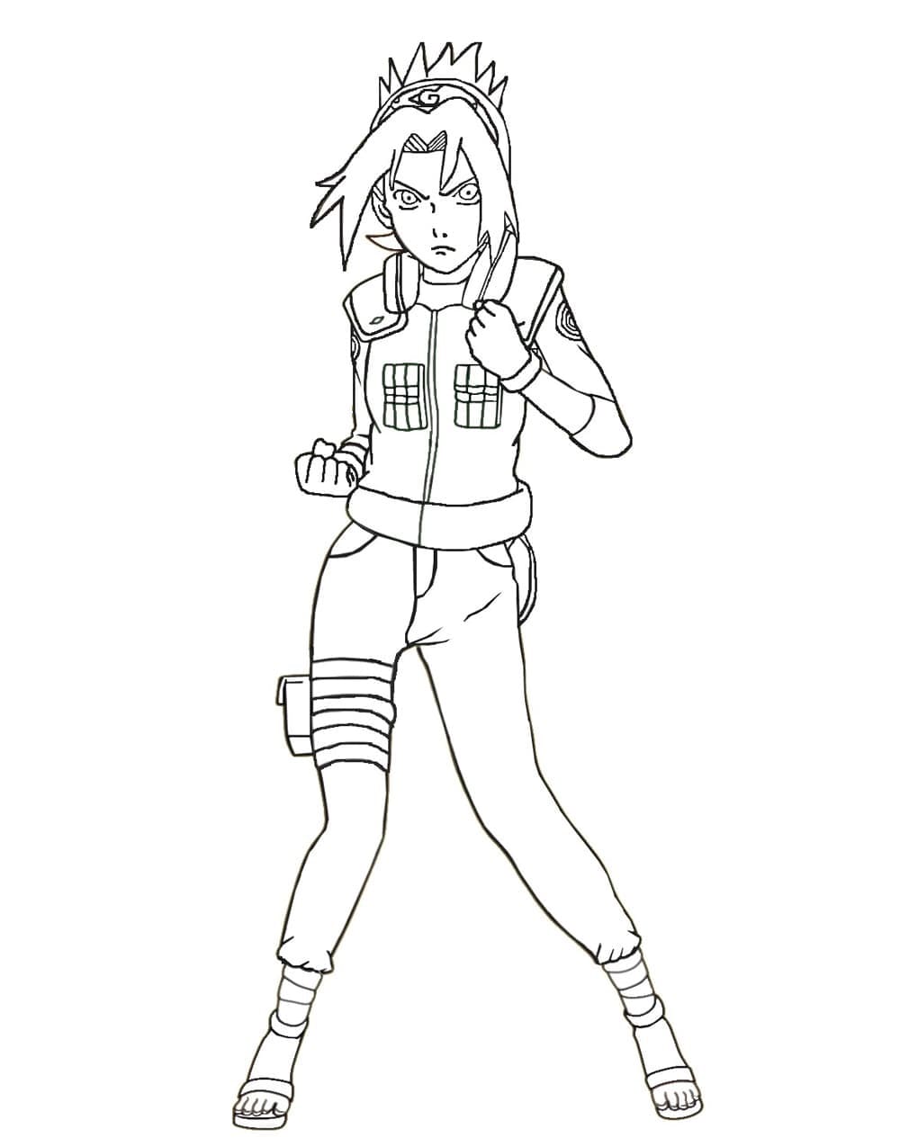 Desenho de Sakura Haruno com Roupa Estilosa para Colorir e Pintar