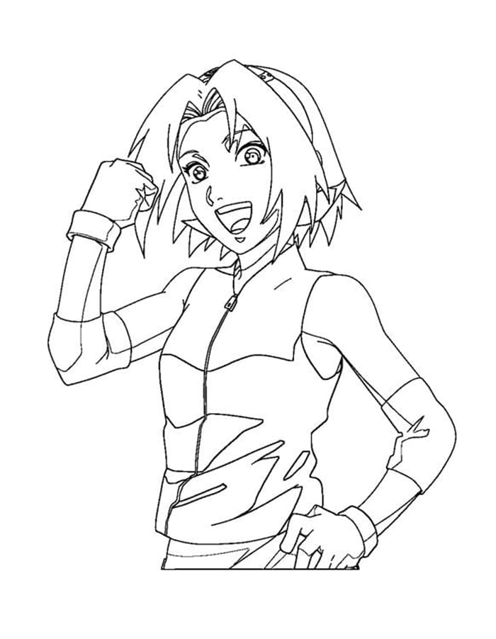 Desenho de Sakura Haruno Feliz para Colorir e Pintar