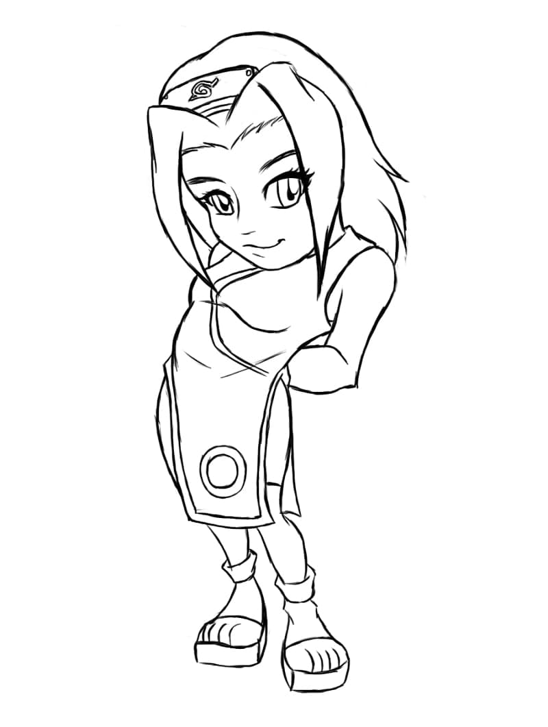 Desenho de Sakura Haruno Fofa para Colorir e Pintar