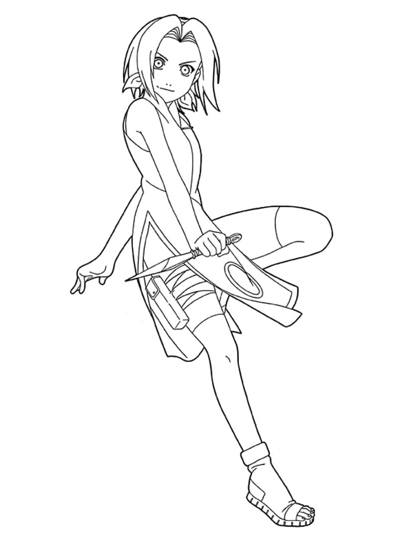 Desenho de Sakura Haruno Jovem para Colorir e Pintar