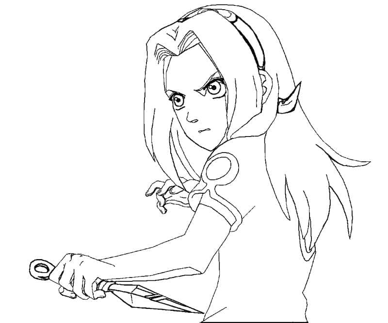 Desenho de Sakura Haruno Lutando para Colorir e Pintar
