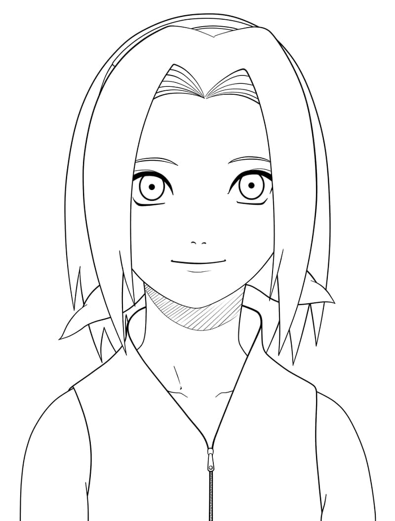 Desenho de Sakura Haruno Sorridente para Colorir e Pintar