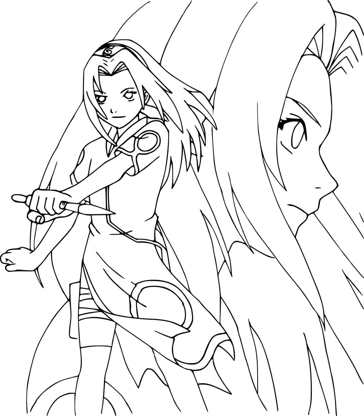 Desenho Incrível de Sakura Haruno para Colorir Grátis e Pintar