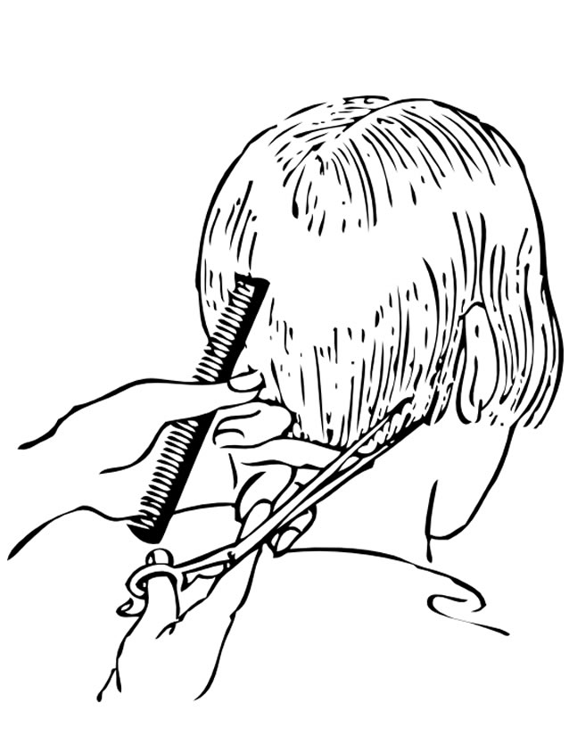 Desenho de Menino Cortando Cabelo em Salão de Beleza para Colorir e Pintar