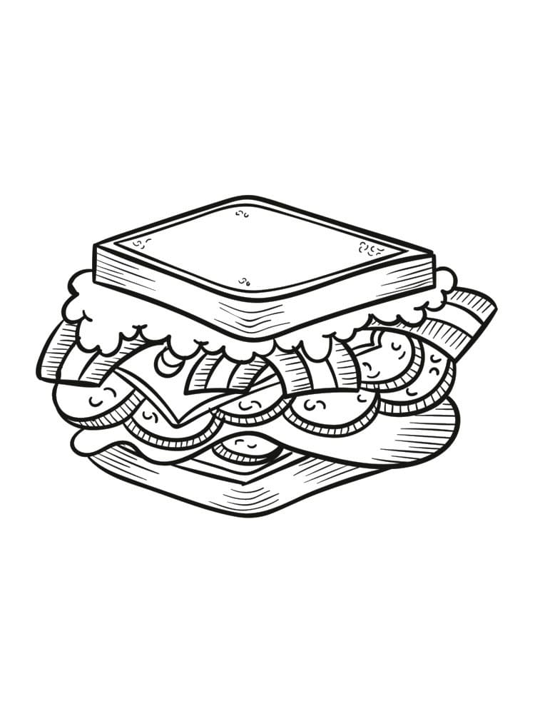 Desenho de Sanduíche para Colorir Grátis Download e Pintar