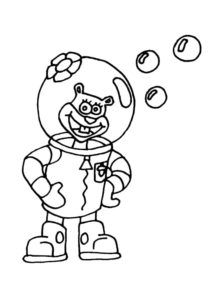 Desenho de Sandy Bochechas Fofa para Colorir e Pintar