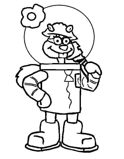 Desenho de Sandy Bochechas Muito Feliz para Colorir e Pintar