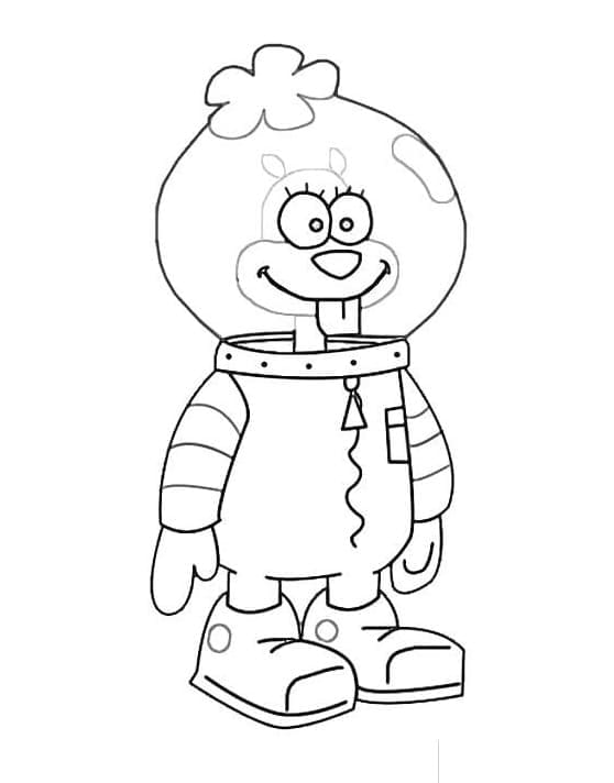 Desenho de Sandy Bochechas Sorridente para Colorir e Pintar