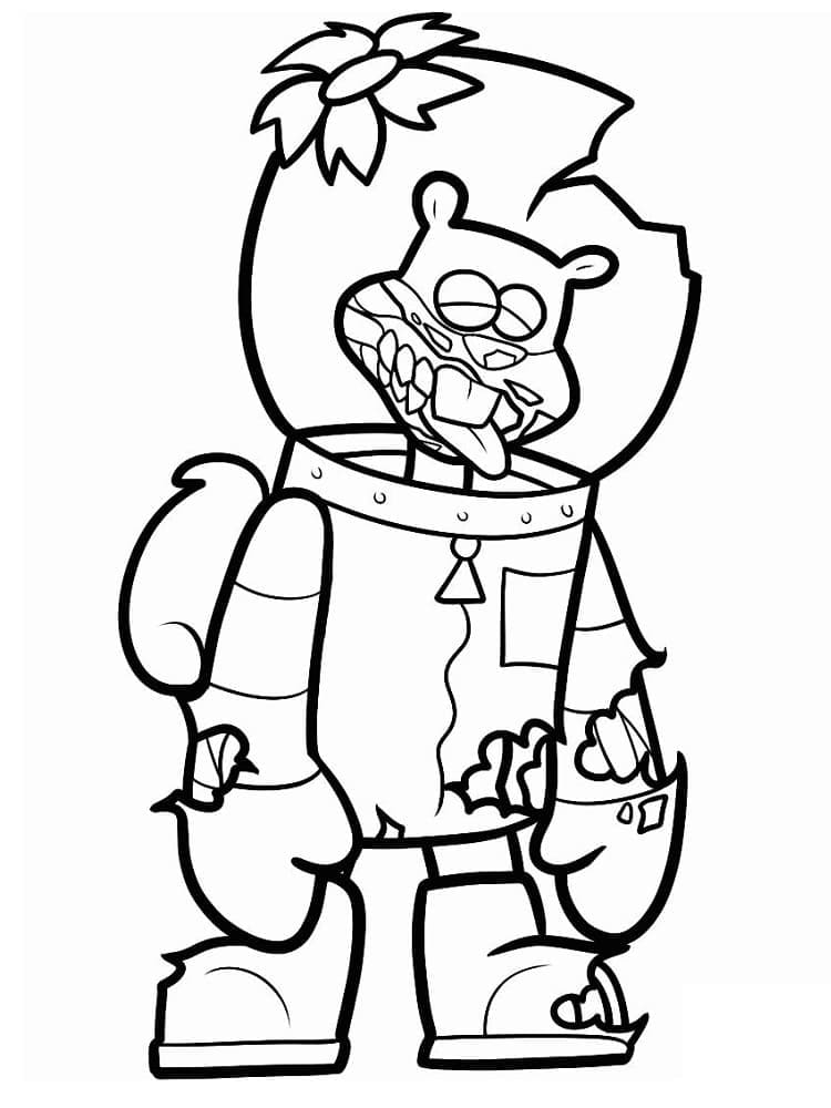 Desenho de Sandy Bochechas Zumbi para Colorir e Pintar