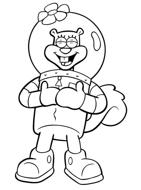 Desenho de Sandy Bochechas Muito Fofa para Colorir e Pintar