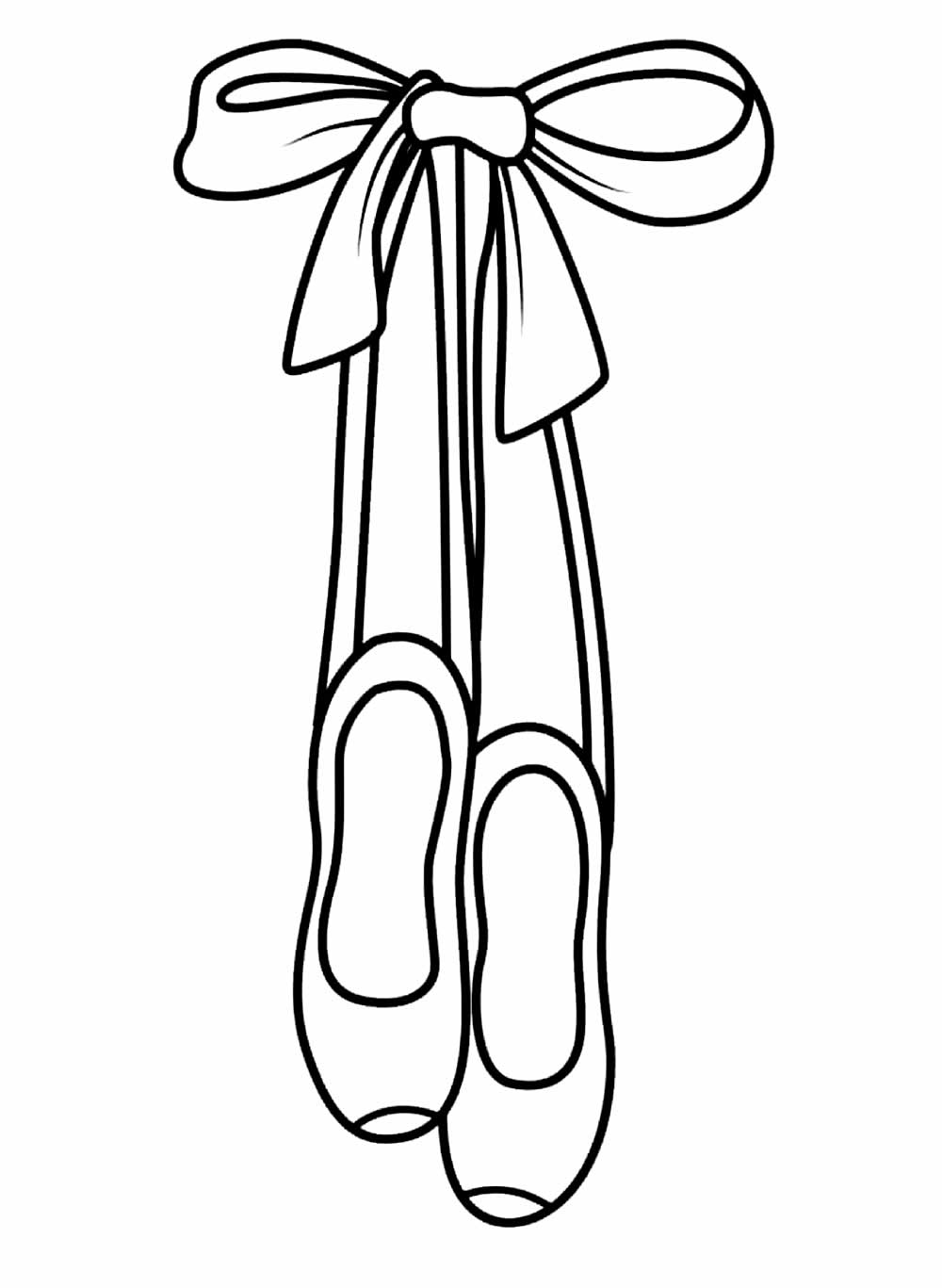 Desenho de Sapatilha de Bailarina Imprimivel para Colorir e Pintar