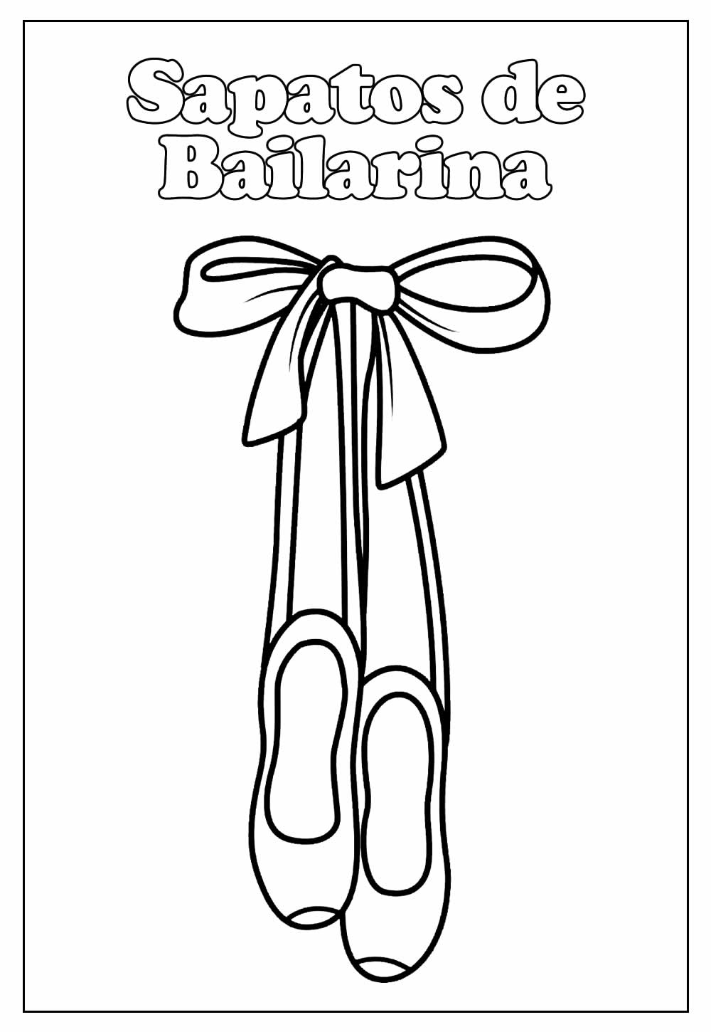 Desenho de Sapatilha de Bailarina para Colorir Download e Pintar