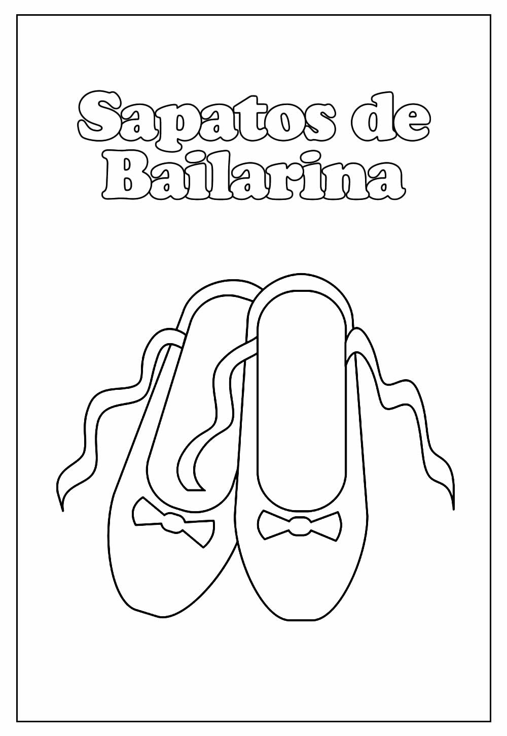 Desenho de Sapatilha de Bailarina para Imprimir Pdf Grátis e Pintar
