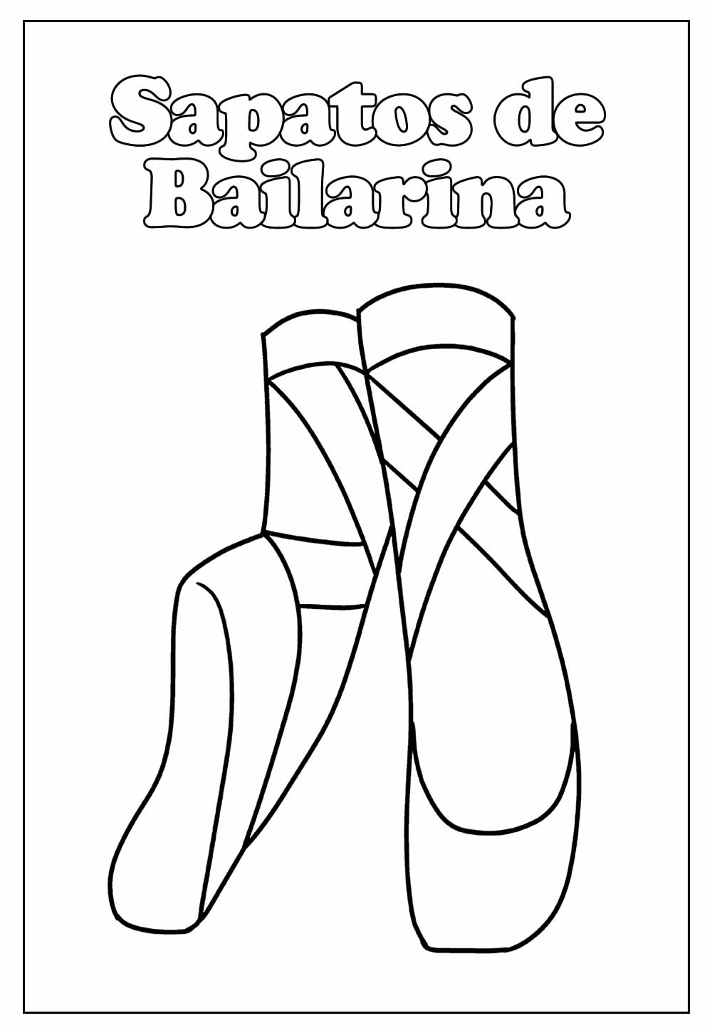 Desenho de Sapatilha de Bailarina Pdf Imprimivel para Colorir e Pintar