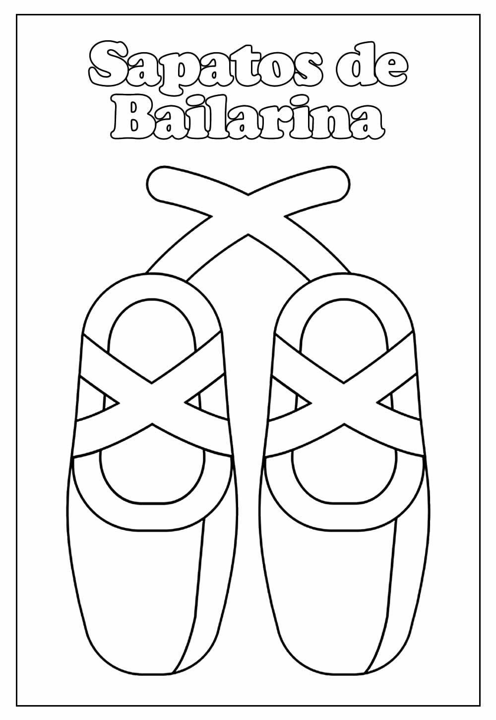 Desenho de Sapatos de Bailarina Grátis para Imprimir e Colorir e Pintar