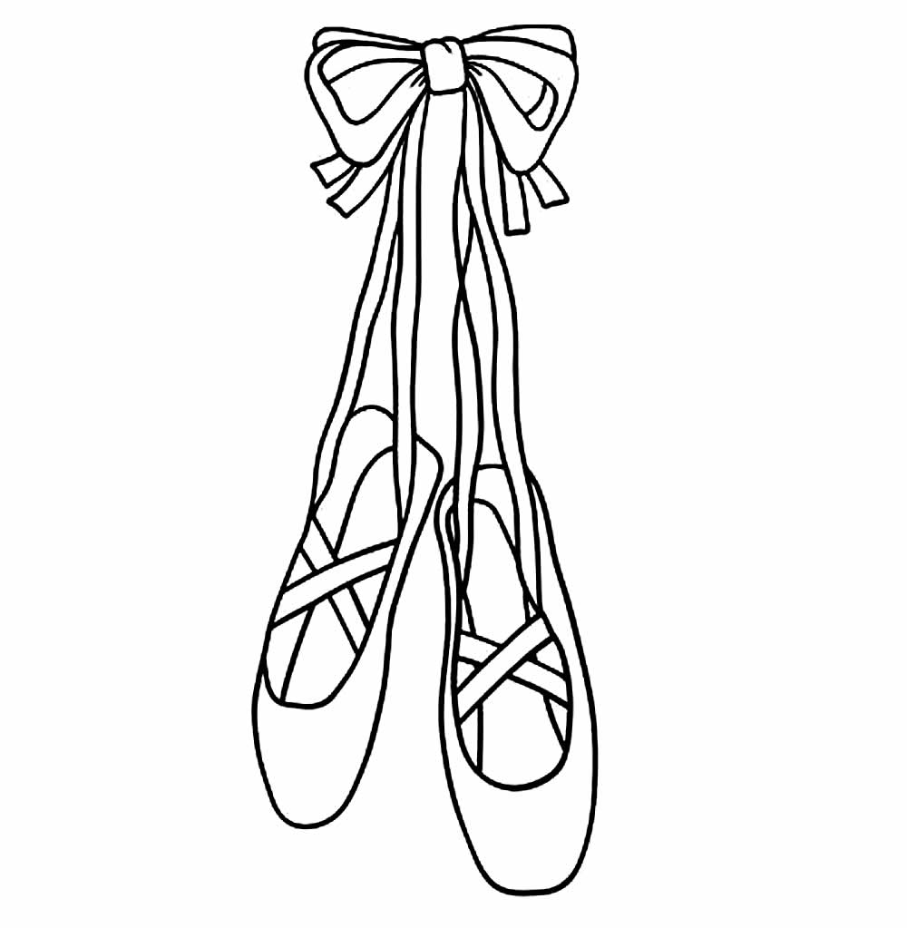 Desenho de Sapatos de Bailarina Imprimivel Pdf para Colorir e Pintar