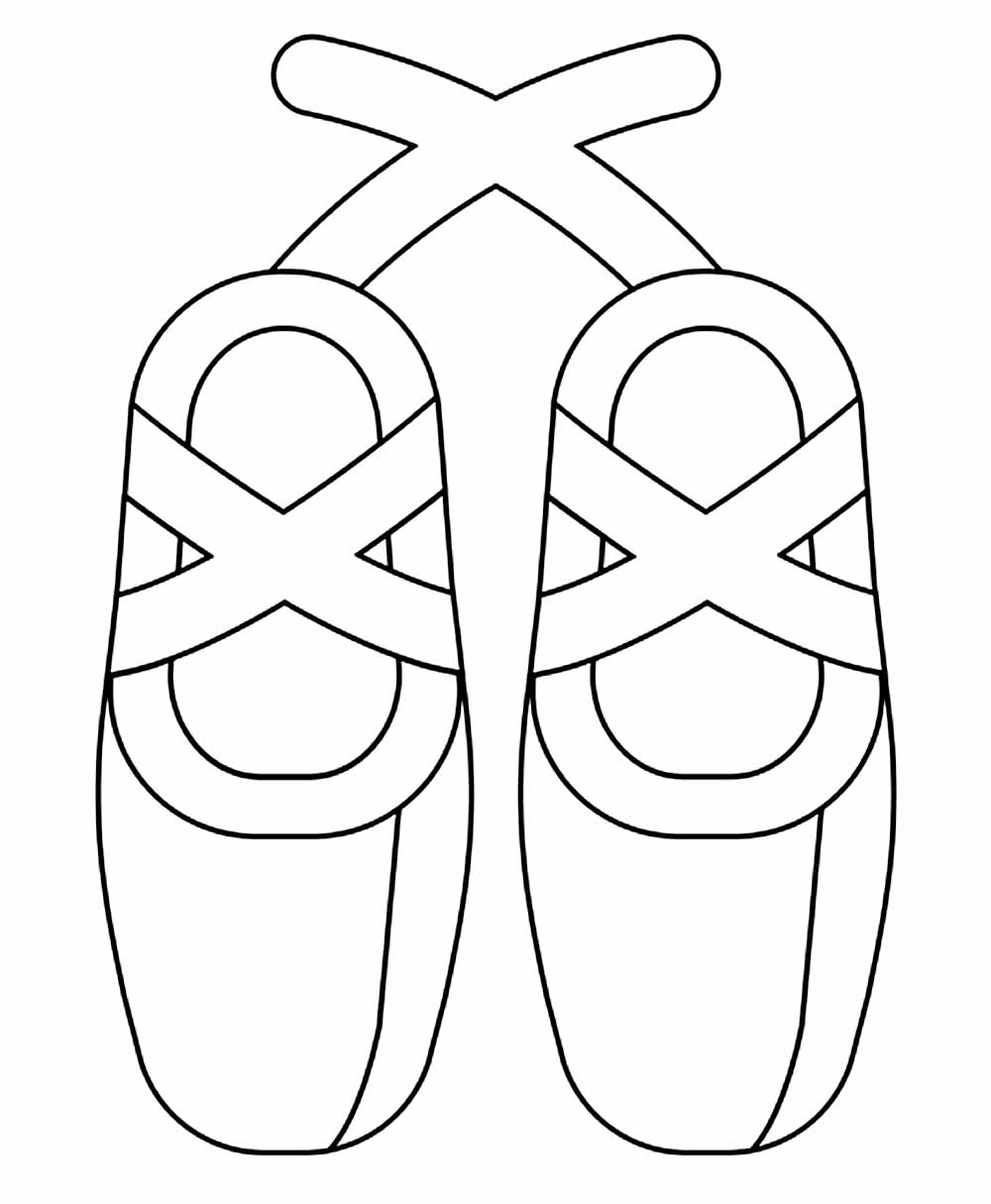 Desenho de Sapatos de Bailarina para Colorir Imprimivel e Pintar