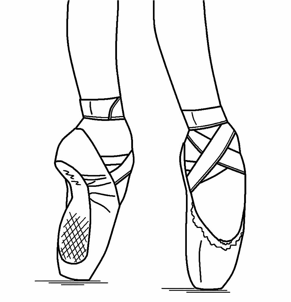 Desenho de Sapatos de Bailarina para Imprimir Download e Pintar