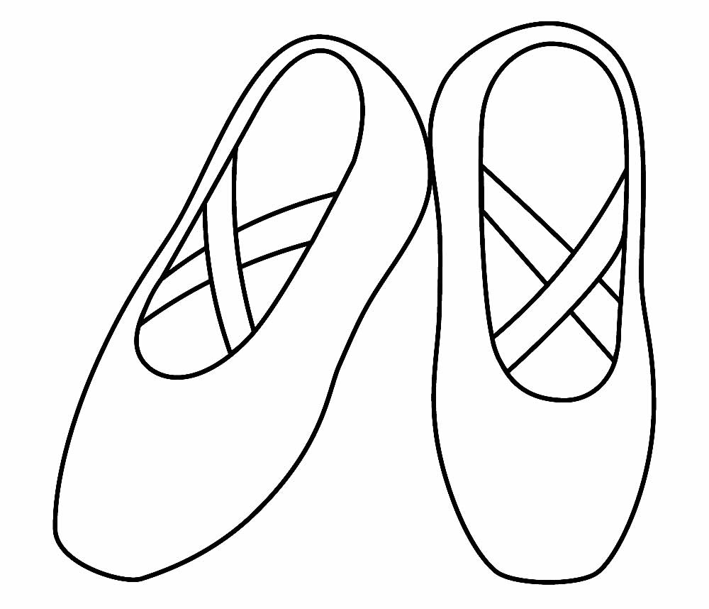 Desenho de Sapatos de Bailarina Pdf para Colorir e Pintar