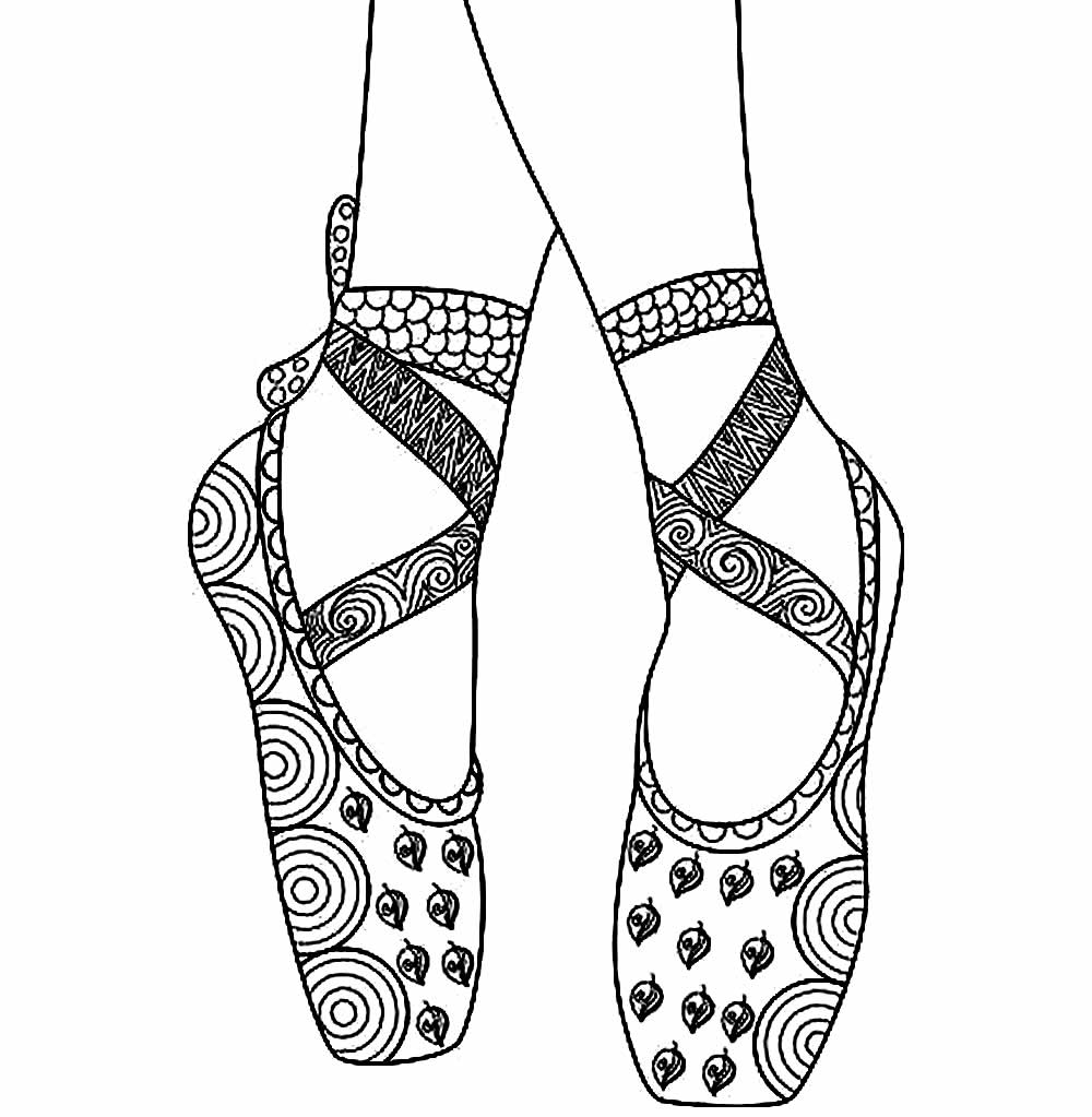 Desenho de Sapatos de Bailarina Pdf para Imprimir Grátis e Pintar