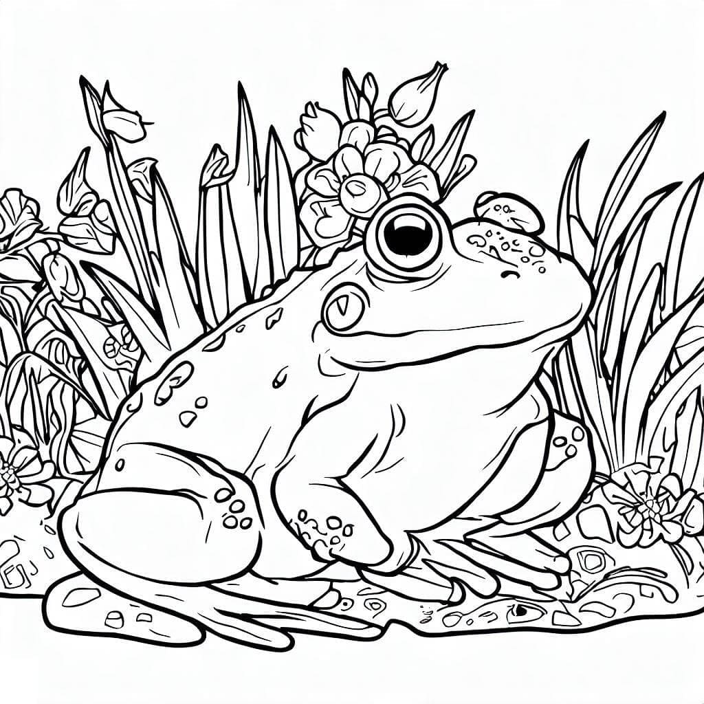 Desenho de Sapo de Jardim para Colorir e Pintar