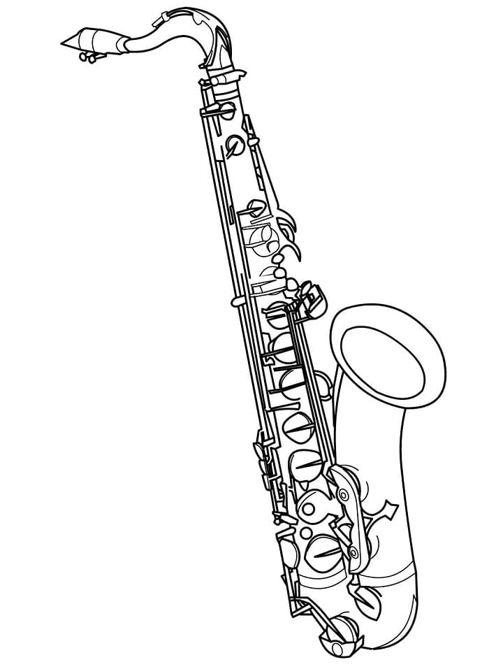 Desenho de Saxofone Grátis para Colorir e Pintar