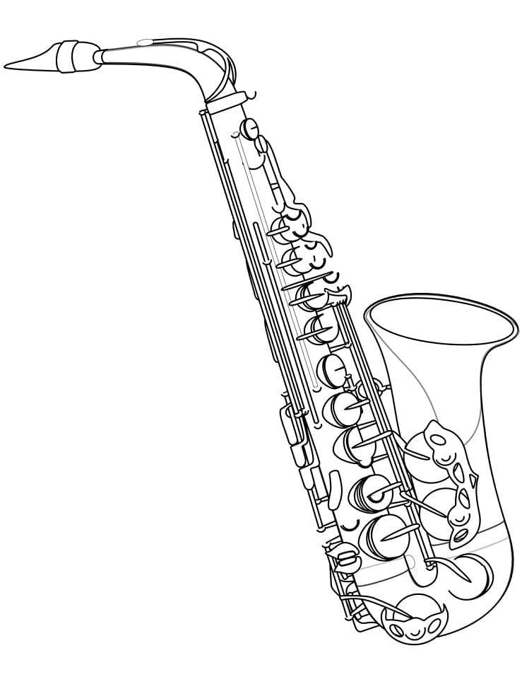 Desenho de Saxofone Grátis para Imprimir e Colorir e Pintar