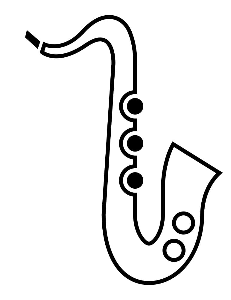 Desenho de Saxofone Imprimivel para Colorir e Pintar