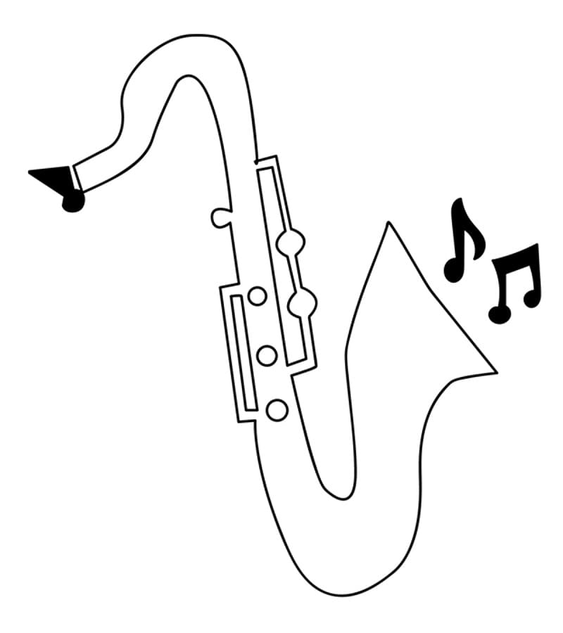 Desenho de Saxofone para Colorir Imprimivel e Pintar
