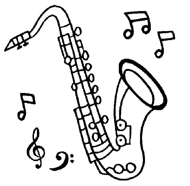 Desenho de Saxofone para Colorir Pdf Grátis e Pintar